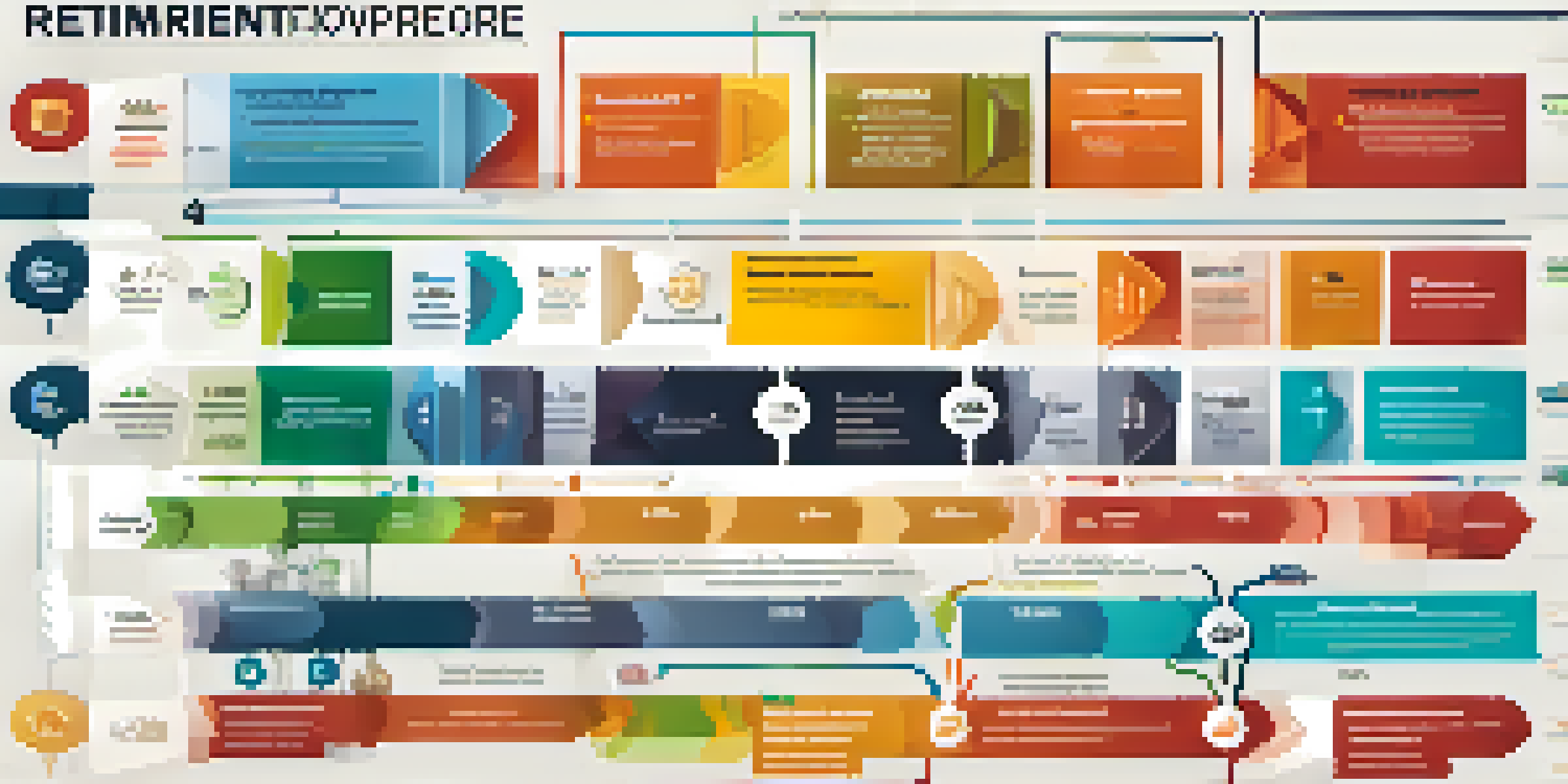 An infographic depicting the steps involved in a retirement rollover process with colorful icons.