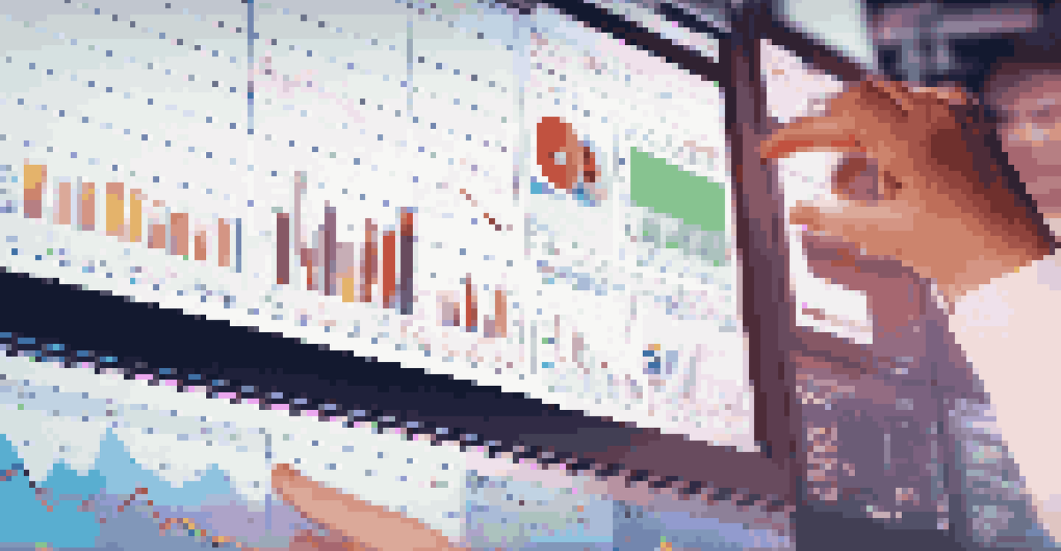 A financial trading screen showing graphs and charts, with a hand over a mouse, representing a busy trading environment.