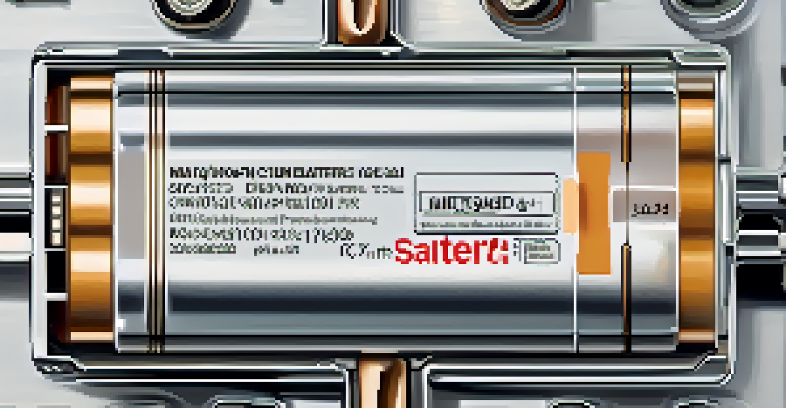 A close-up view of a lithium-ion battery, highlighting its metallic surface and internal structure.