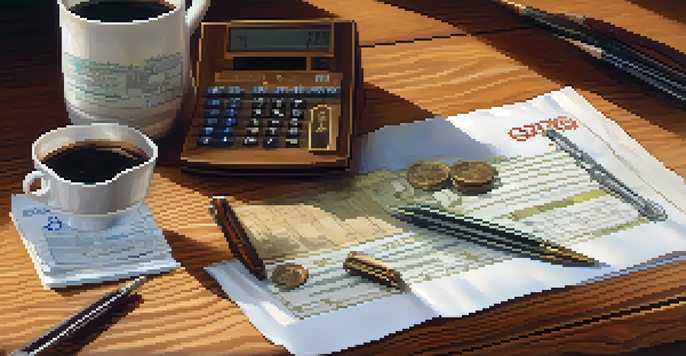 A close-up view of Treasury Inflation-Protected Securities on a wooden table, with a calculator and a coffee cup nearby.