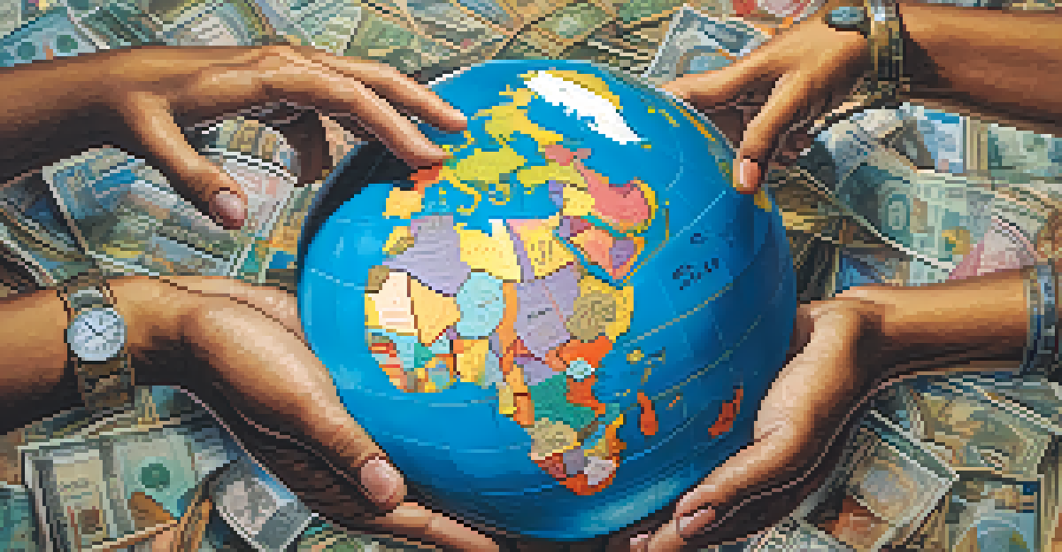 A detailed close-up of a globe with currency symbols floating around, representing global investment opportunities.