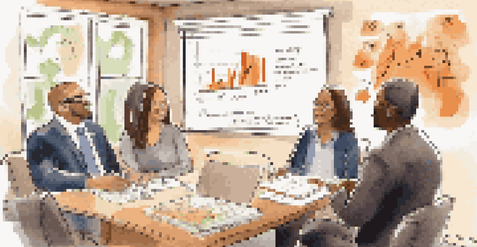 A financial coaching session with a coach and a client discussing goals in a cozy room.