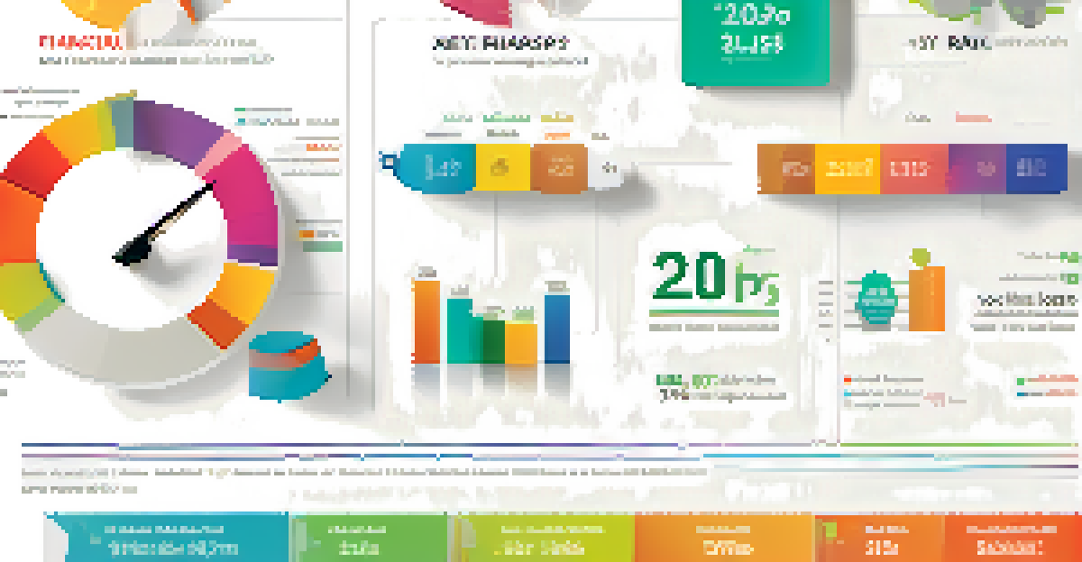 An infographic displaying financial health metrics like net worth and savings rate with colorful icons on a white background.