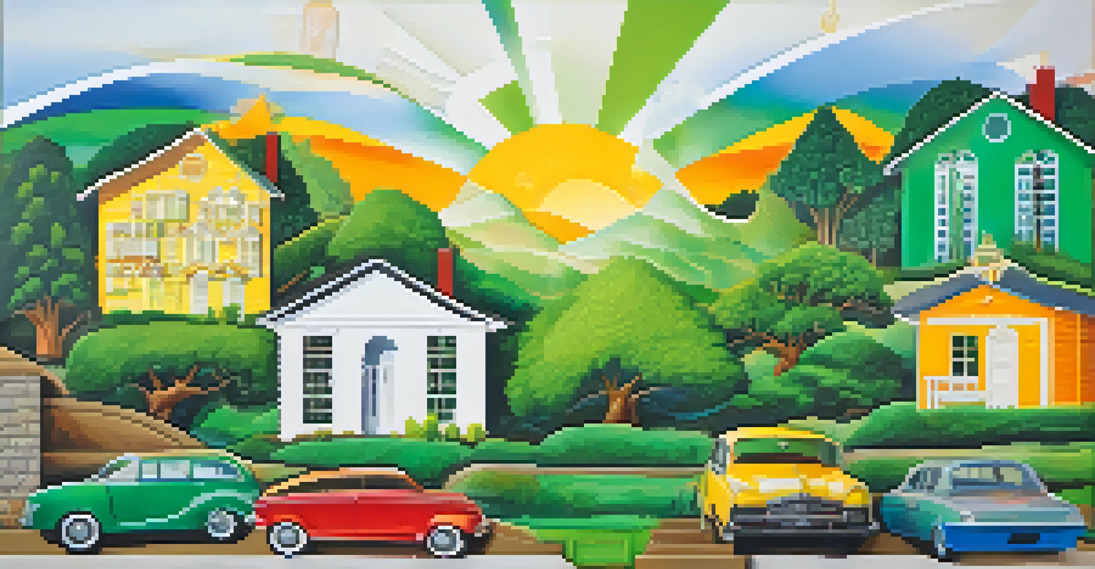 A colorful financial growth graph with images of a house, car, and vacation symbols around it.