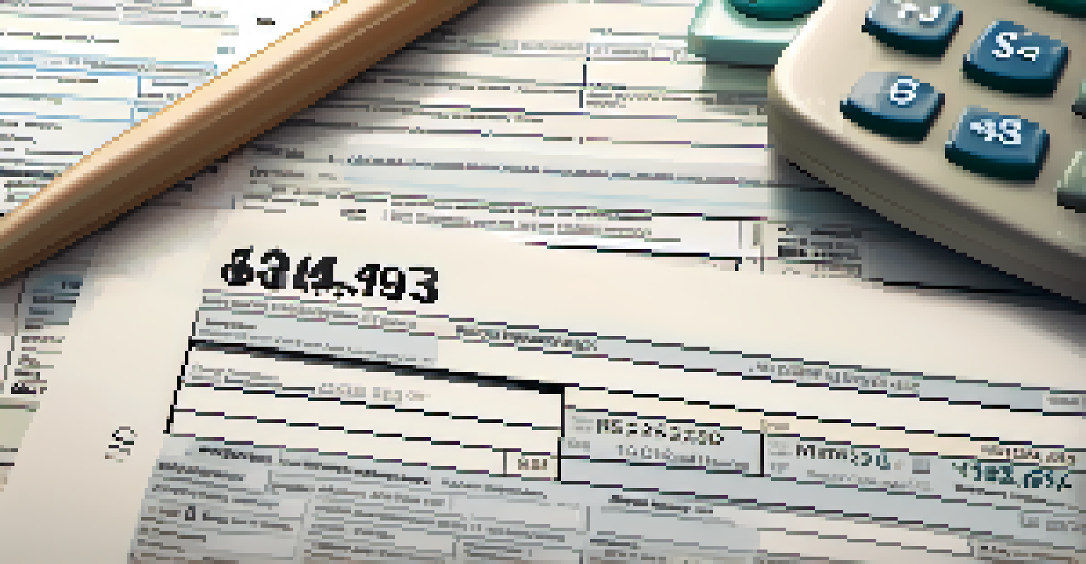 A detailed close-up of a filled IRS Form 8949 surrounded by a calculator and financial documents, emphasizing tax preparation.