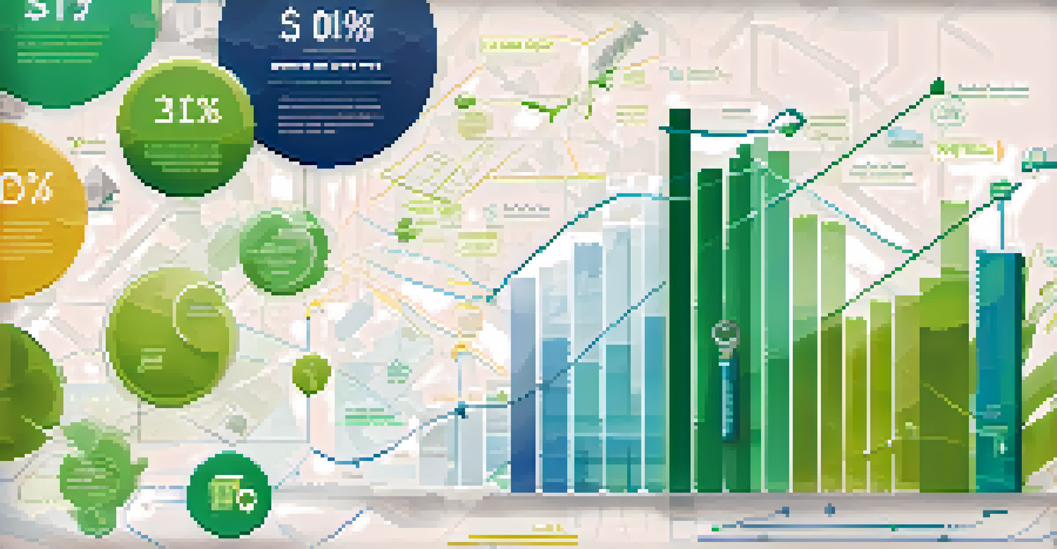 An infographic showing the connection between economic growth and various industry sectors with graphical icons.