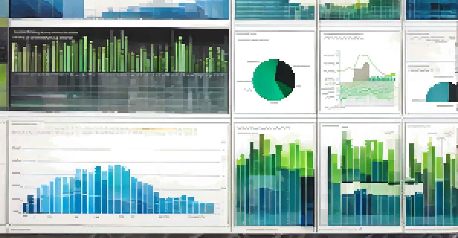A collage of investment metrics charts and graphs in a blurred office setting, with a focus on numerical data.