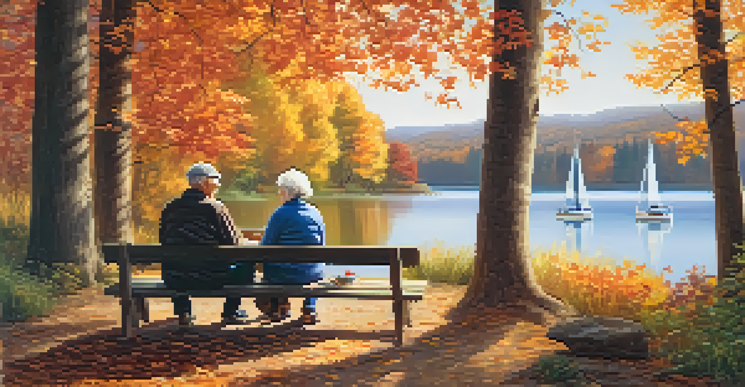 A happy retired couple by a lake, enjoying nature and tranquility, representing the joys of retirement planning.