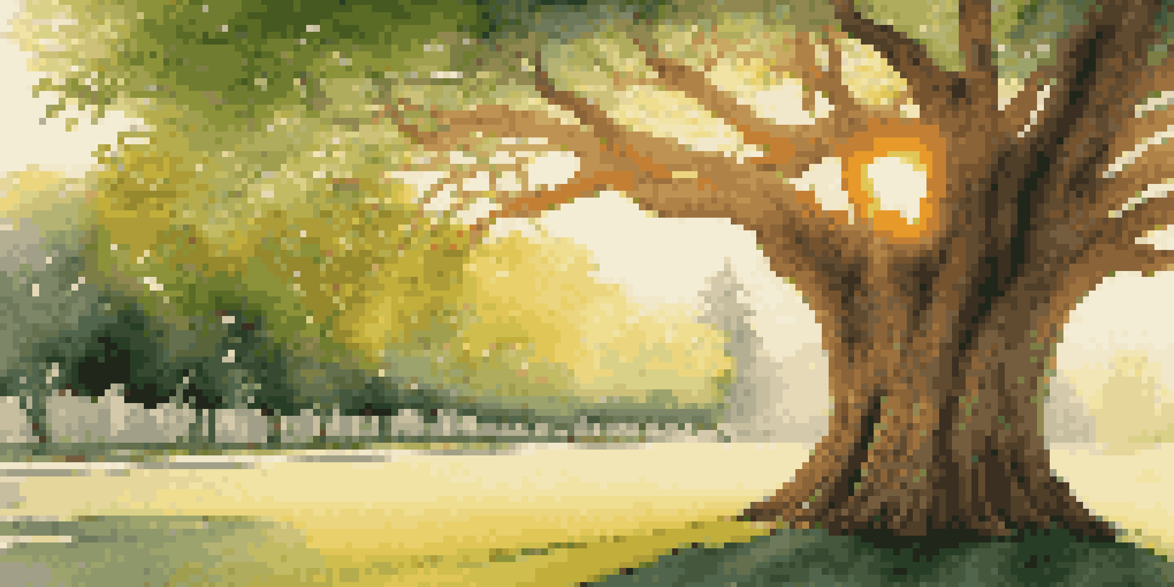 A flourishing tree in a vibrant green park under a sunset, symbolizing long-term growth and stability.