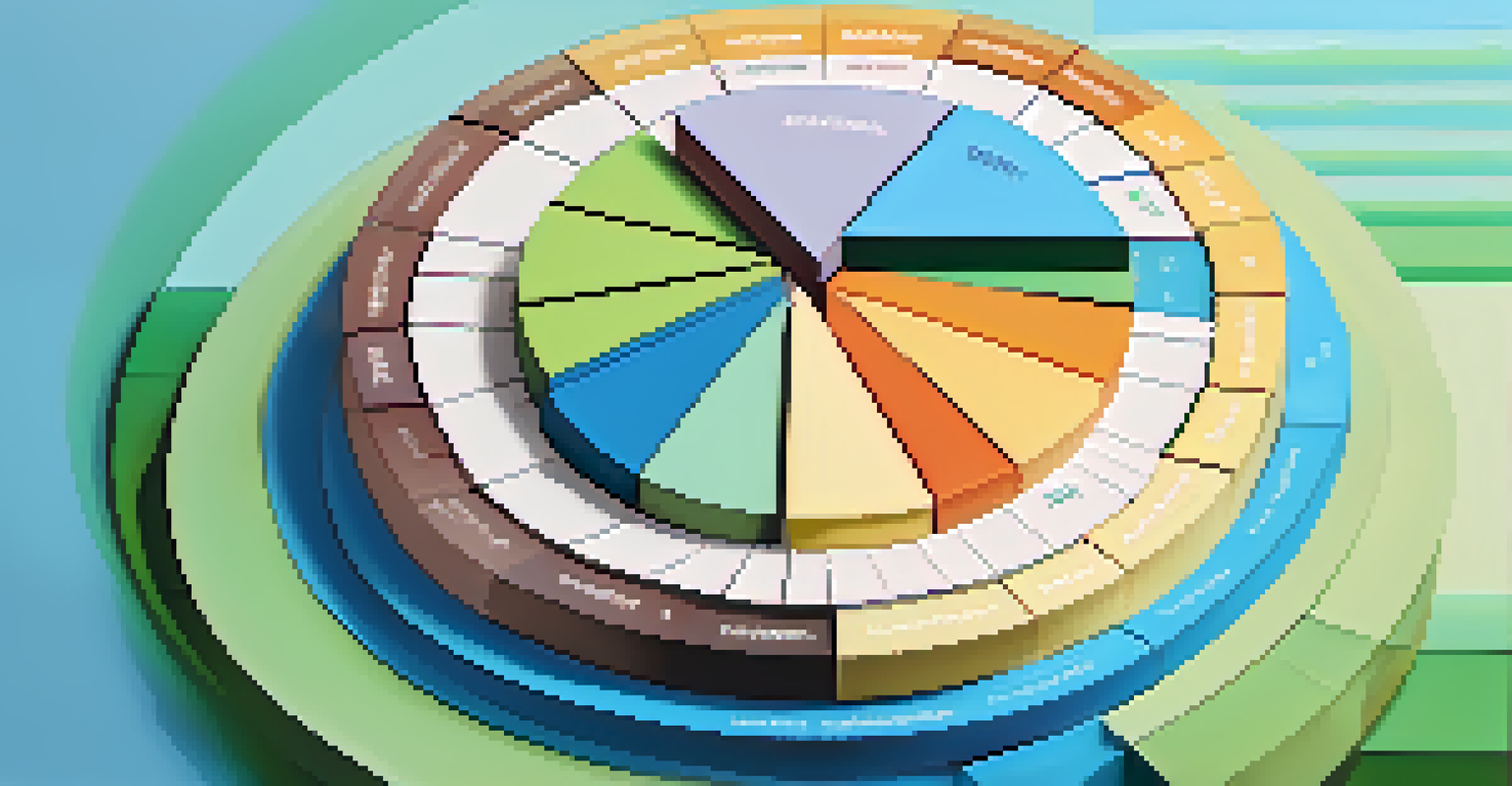 An abstract pie chart showing diversification in investments with segments for stocks, bonds, and real estate over a gradient background.