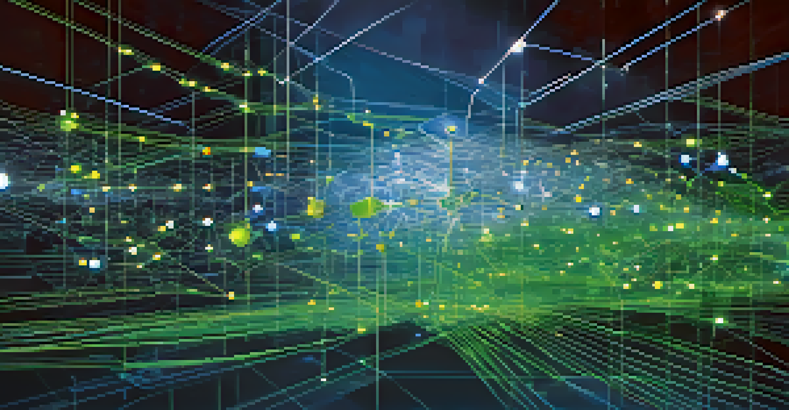 An abstract digital network with nodes and data streams, symbolizing technology in risk management.