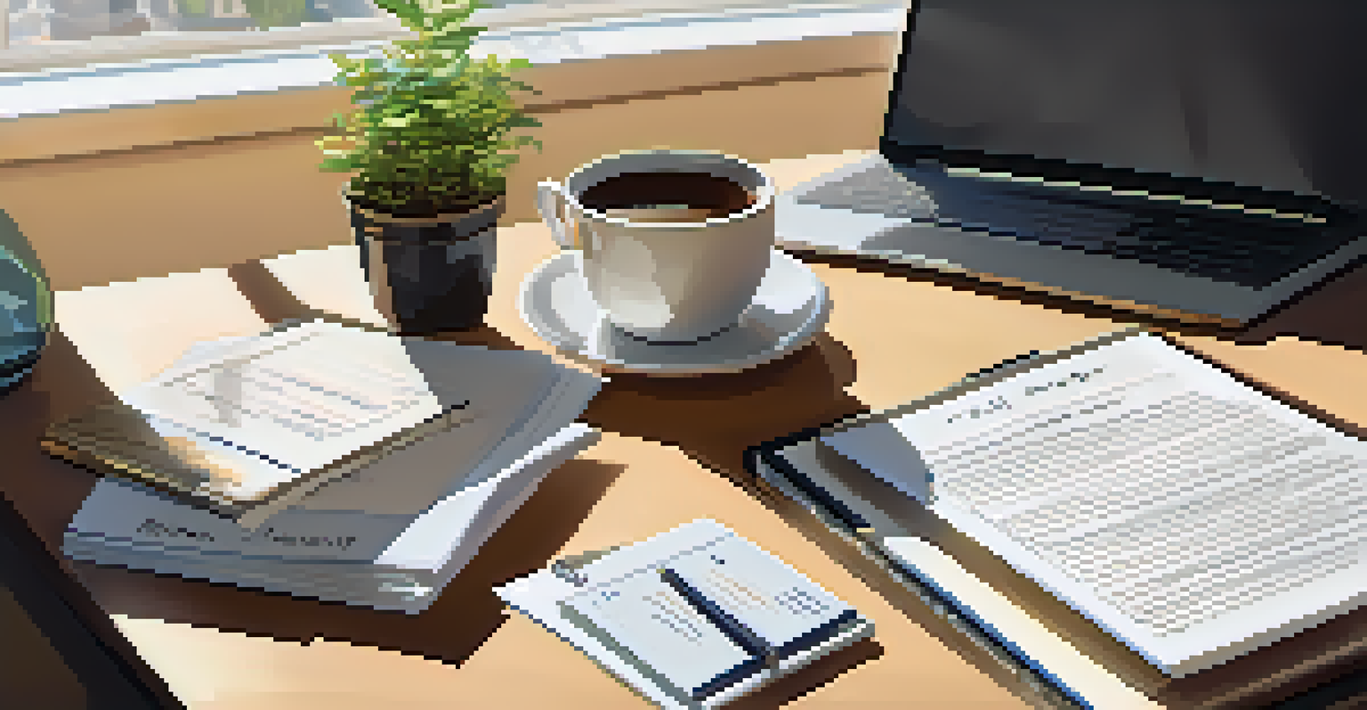 A well-organized workspace of a financial advisor, showcasing documents and a notepad about legacy planning.