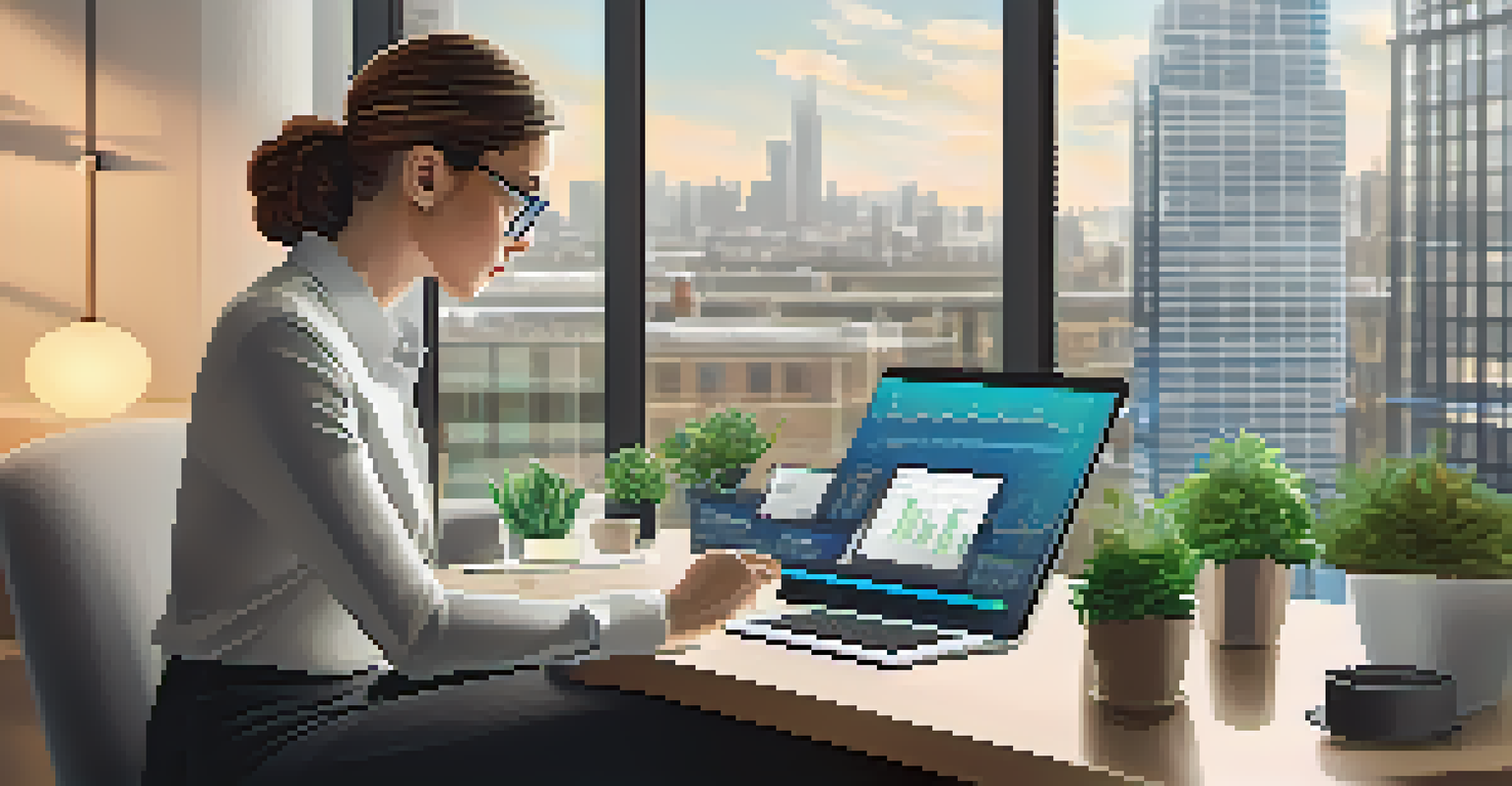 An investor in a modern office analyzing financial charts and blockchain data on a tablet.