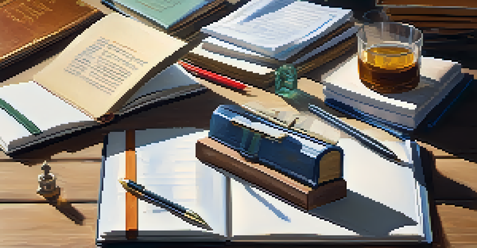 A close-up view of a diverse investment portfolio displayed on a wooden table, with symbols of stocks, bonds, and real estate, illuminated by sunlight.