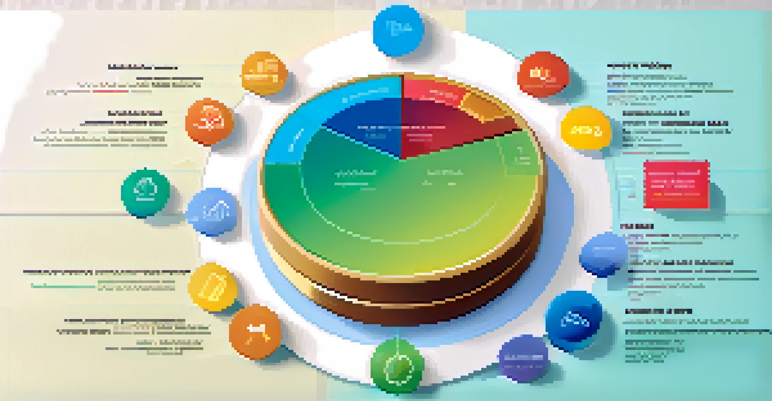 A colorful pie chart representing a diverse investment portfolio with symbols of stocks, bonds, and real estate.