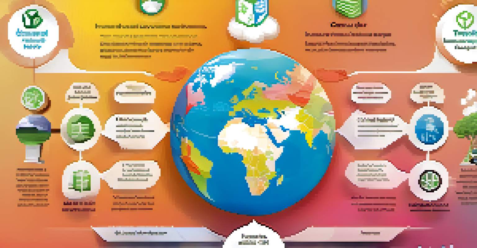 An infographic displaying ESG criteria with icons for Environmental, Social, and Governance on a gradient background.