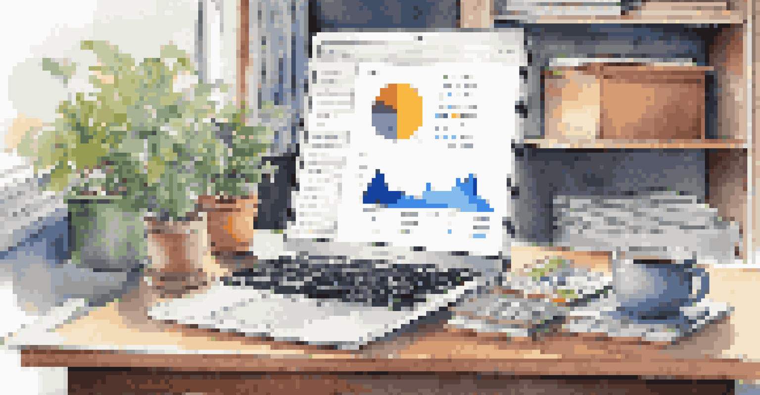 A workspace with a laptop, budgeting notebook, and coffee cup, showcasing financial management tools in a bright home office.