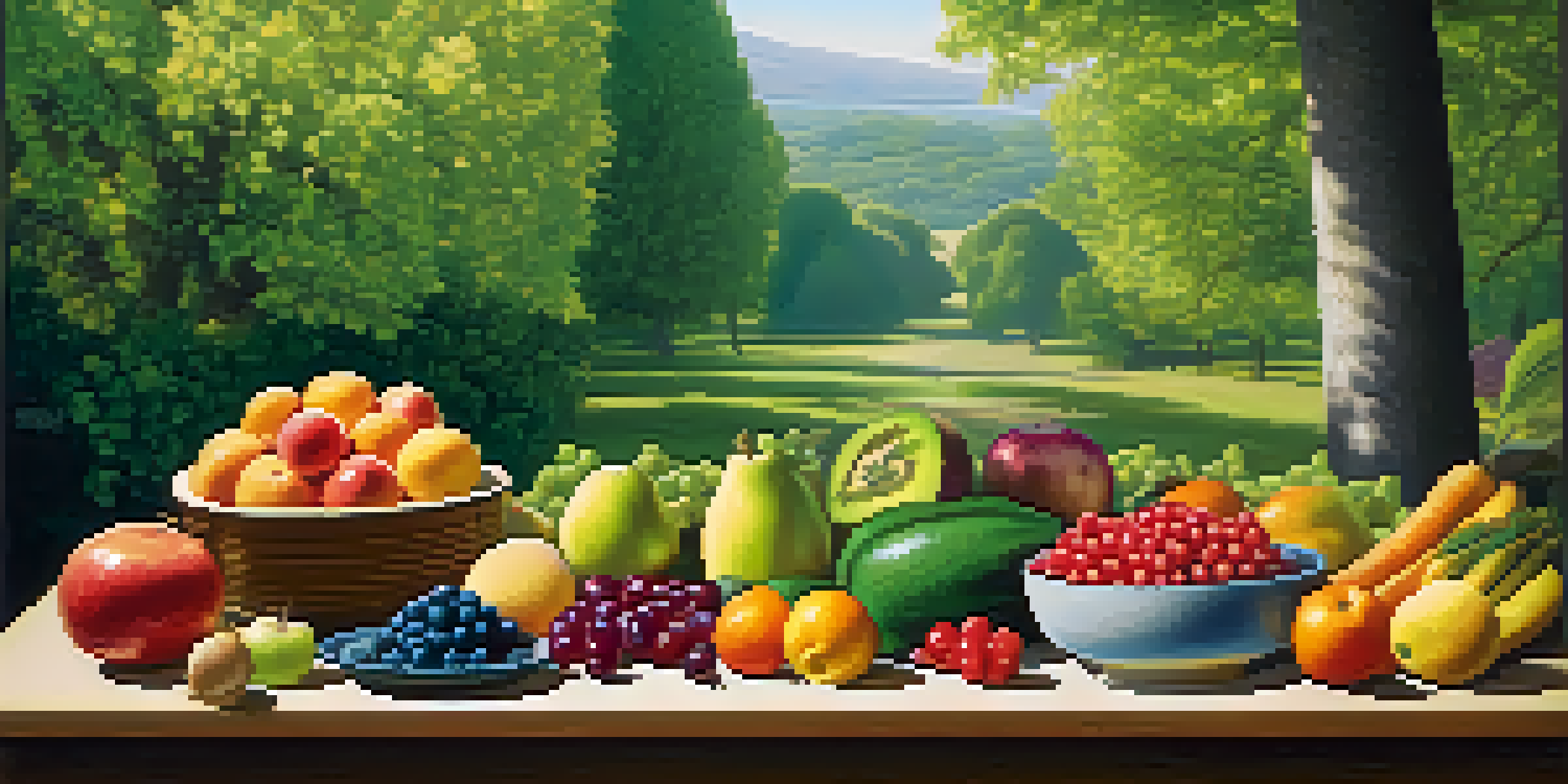 A balanced diet illustration with fruits and vegetables on one side and grains on the other, symbolizing a balanced investment portfolio.