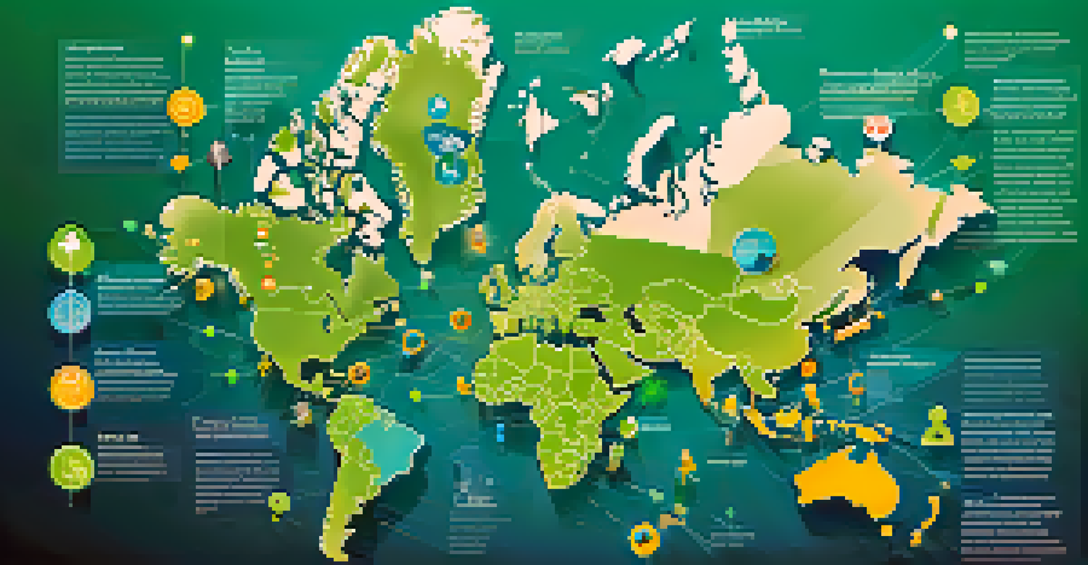 An infographic showing a world map with pins indicating various crowdfunding projects around the globe, emphasizing global connectivity.