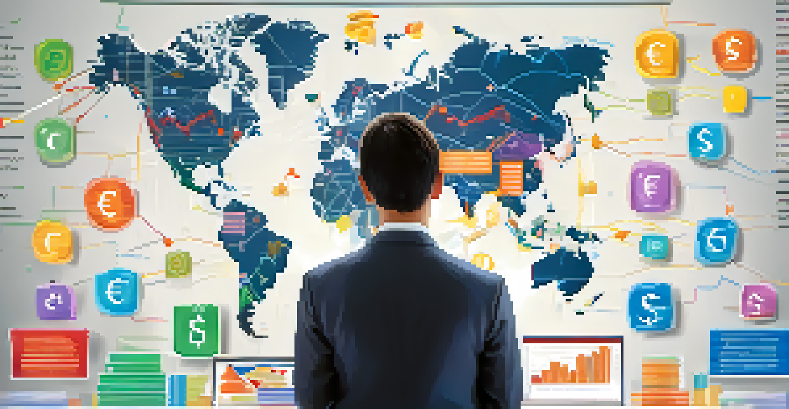 A person analyzing various investment symbols on a digital screen, representing diversification in investing.