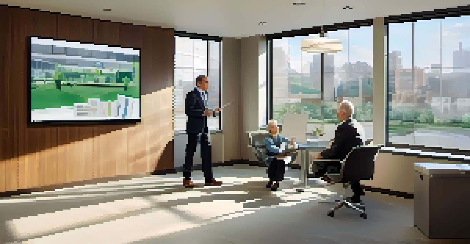 A financial advisor discussing retirement plans with a client in a well-lit office space.