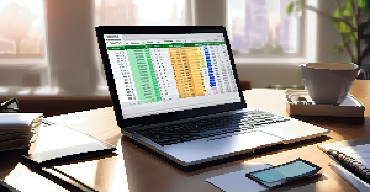 An open laptop with a cash flow forecast spreadsheet, surrounded by financial documents and a calculator, in a well-lit workspace.