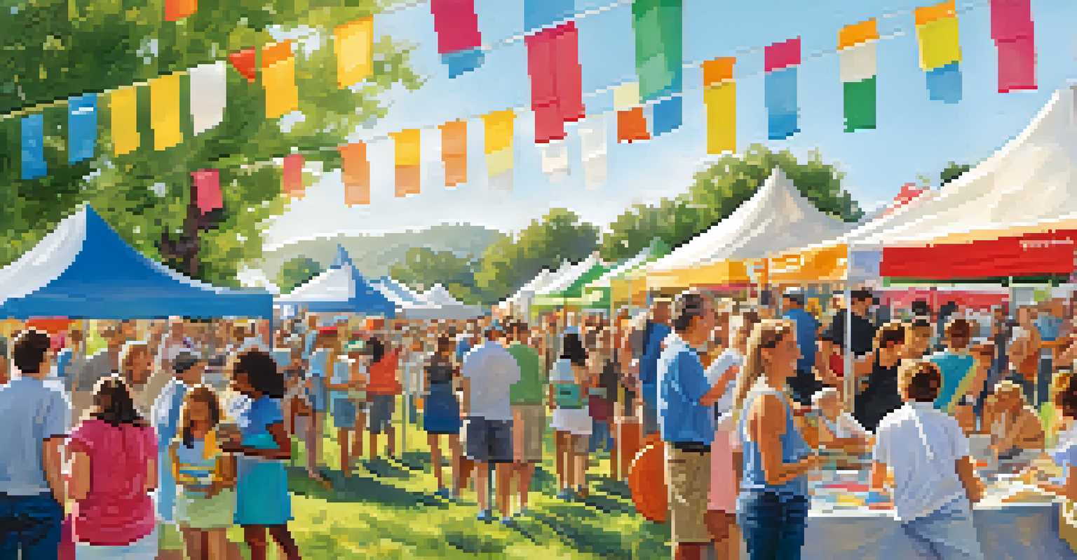 A nonprofit outdoor event with attendees engaging at a colorful booth.