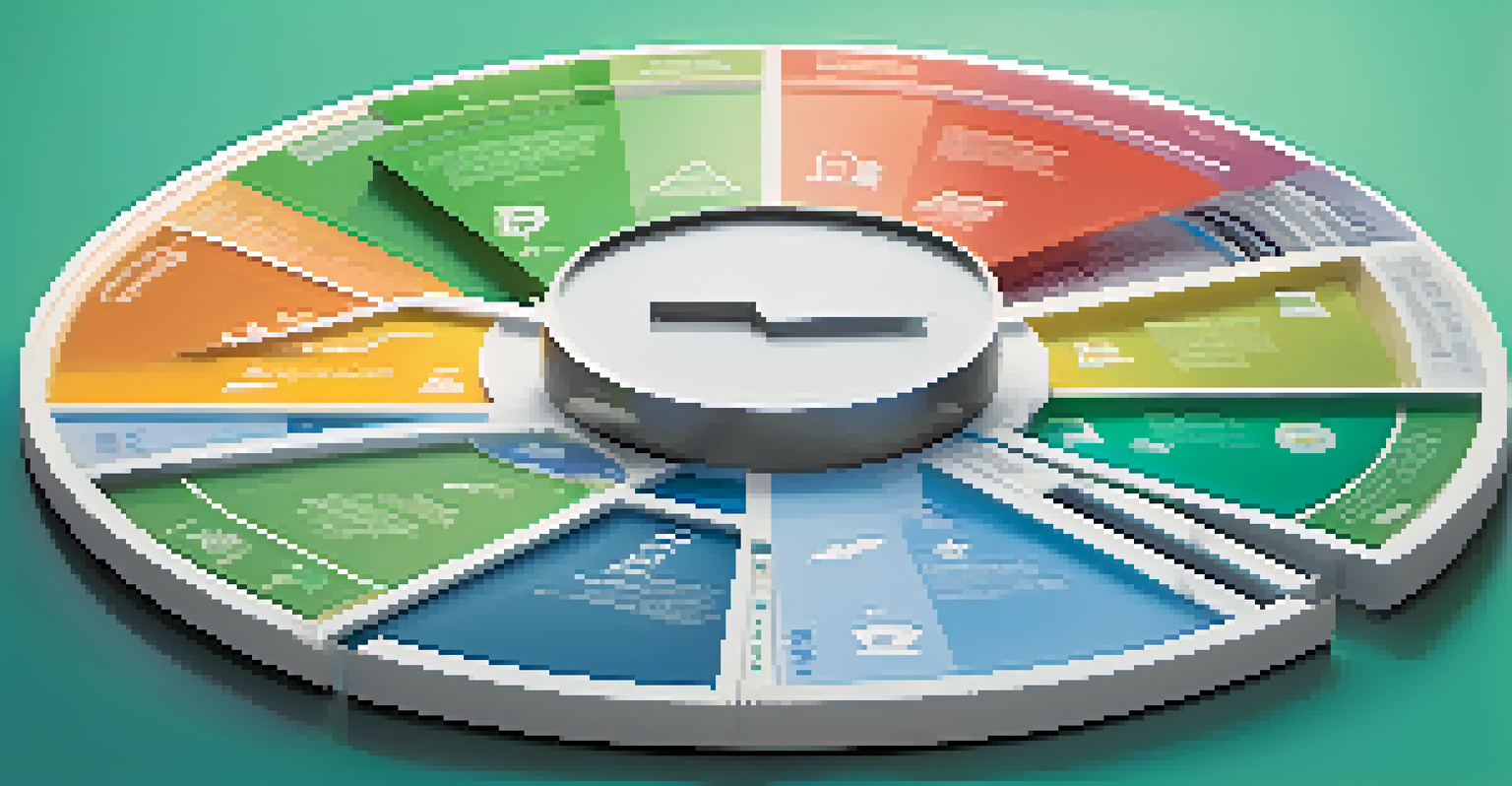 A colorful pie chart showing a diversified investment portfolio with icons for stocks, bonds, real estate, and currencies.