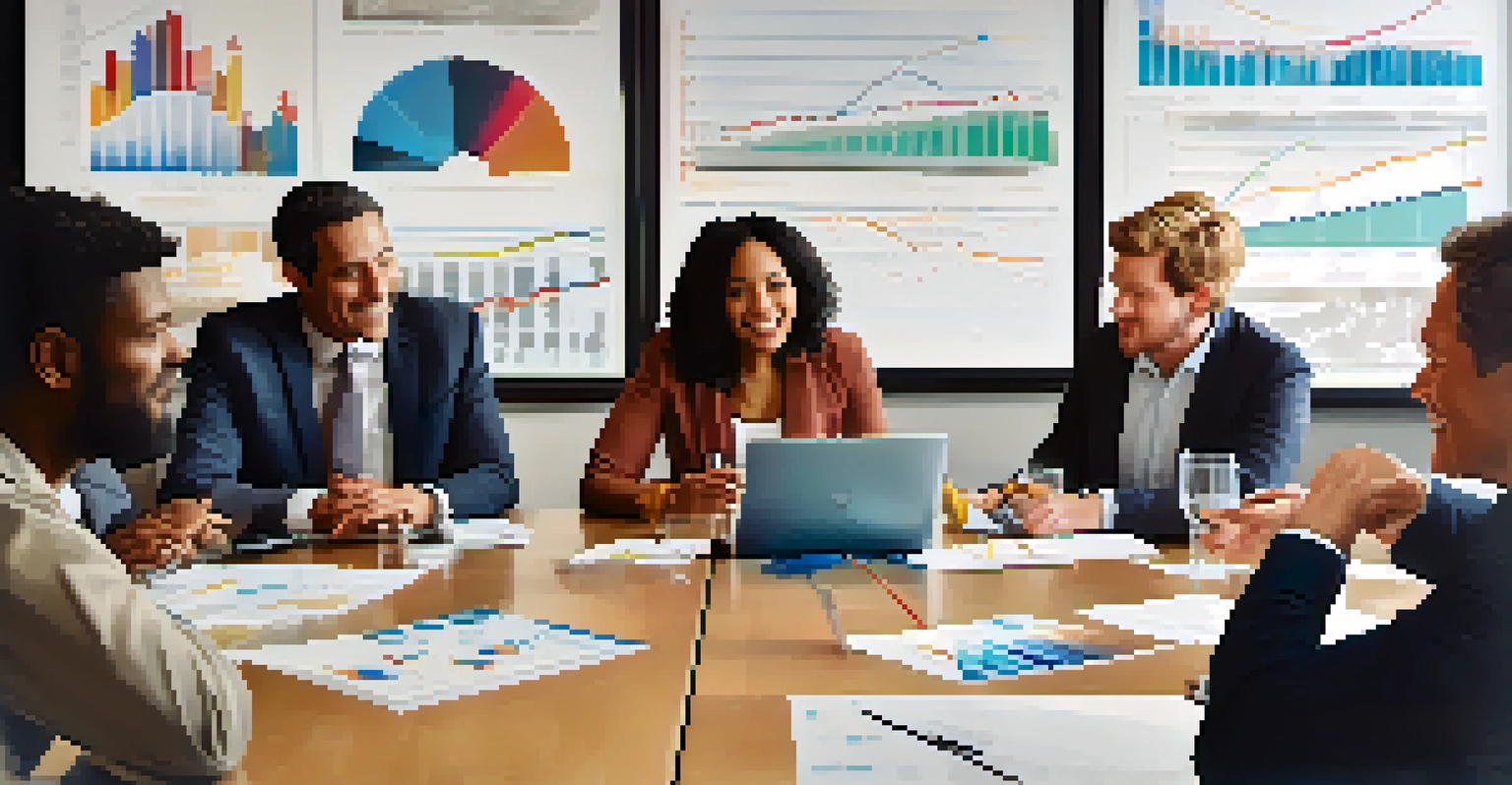 A diverse group of professionals discussing ideas in a conference room.