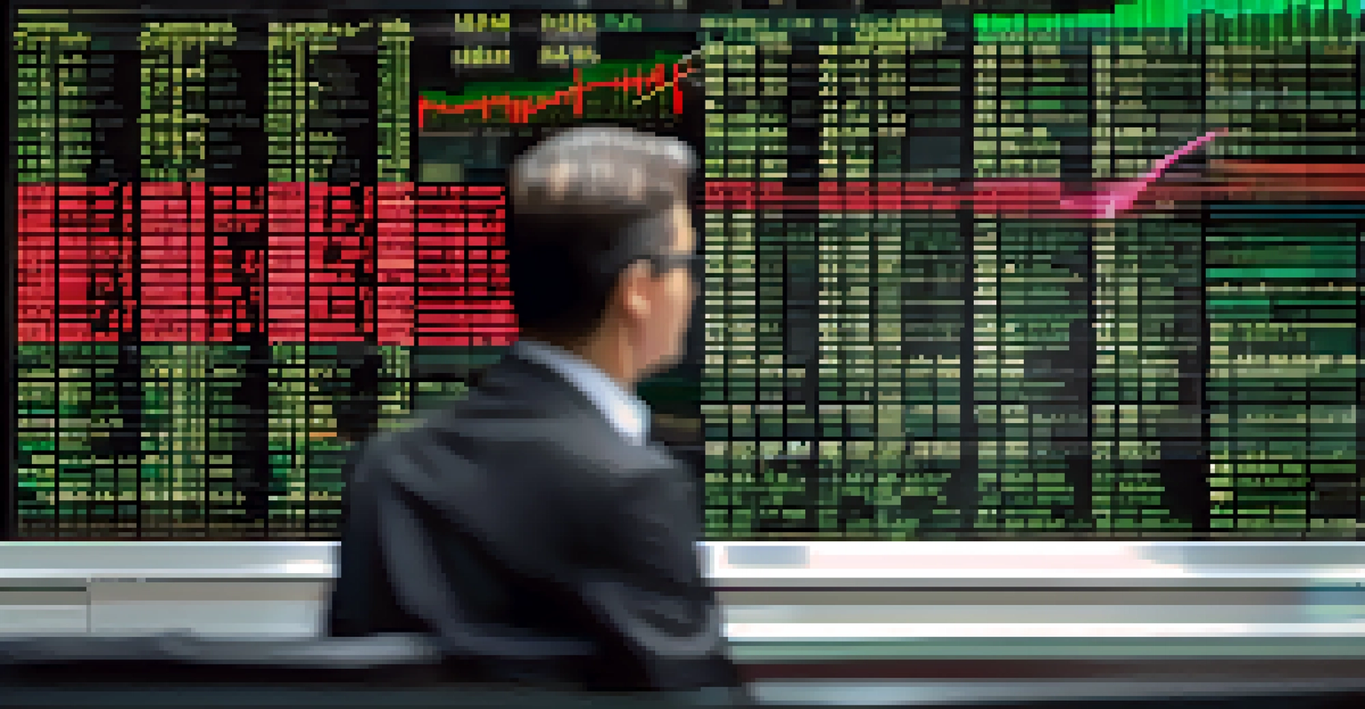 A detailed view of a stock market ticker showing price changes in red and green.
