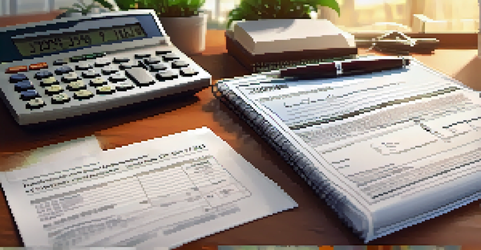A stock option agreement document with highlighted sections on a wooden desk, accompanied by a calculator and a pen, in a well-lit setting.