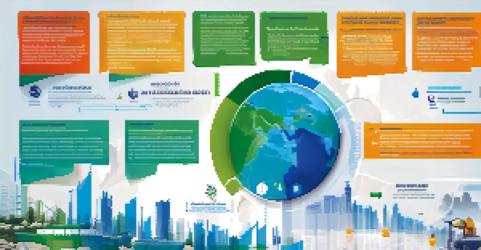 An engaging infographic illustrating economic indicators for emerging markets with colorful graphs and icons.