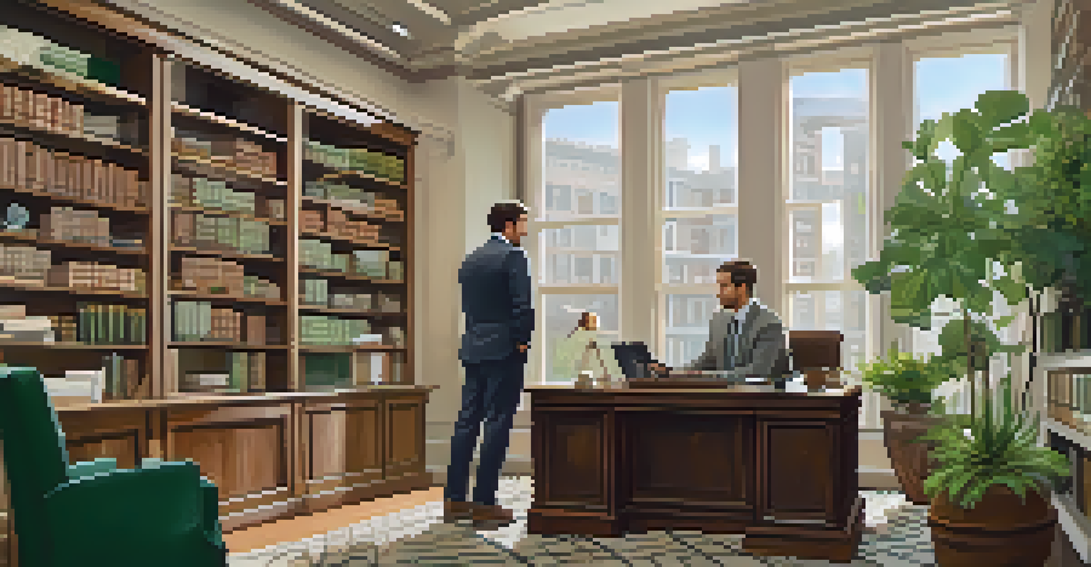An insurance agent explaining options to a client in a cozy office setting.