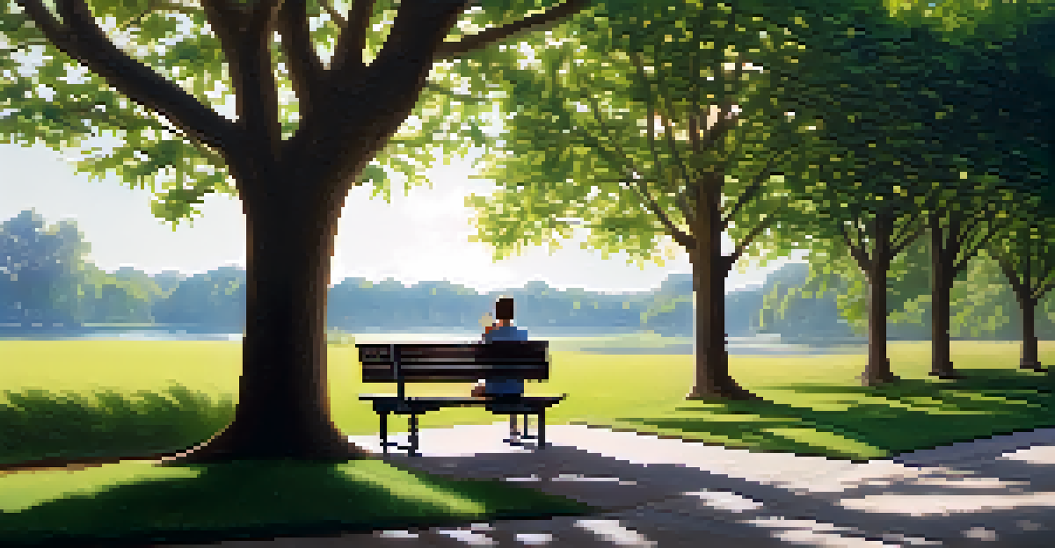 A person writing financial goals in a notebook while sitting on a park bench surrounded by greenery and sunlight.