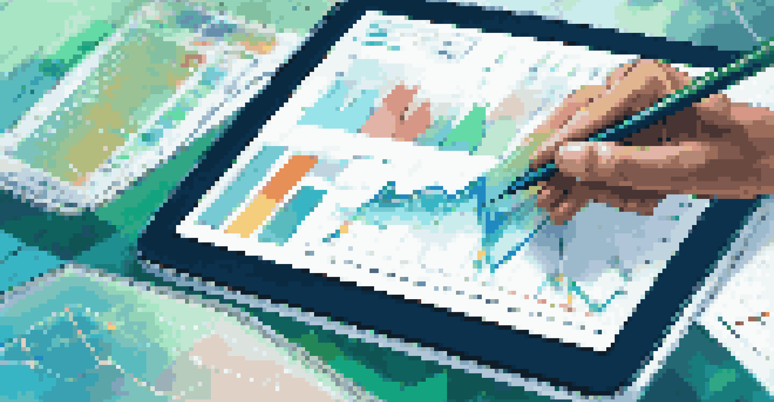 An abstract image showing colorful graphs and charts from a digital tablet, representing market trends.