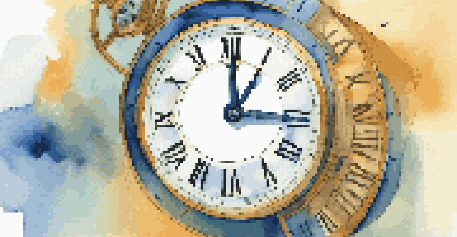 An illustration of a clock and a calendar intertwined, highlighting the significance of timing in investing, with vibrant colors.