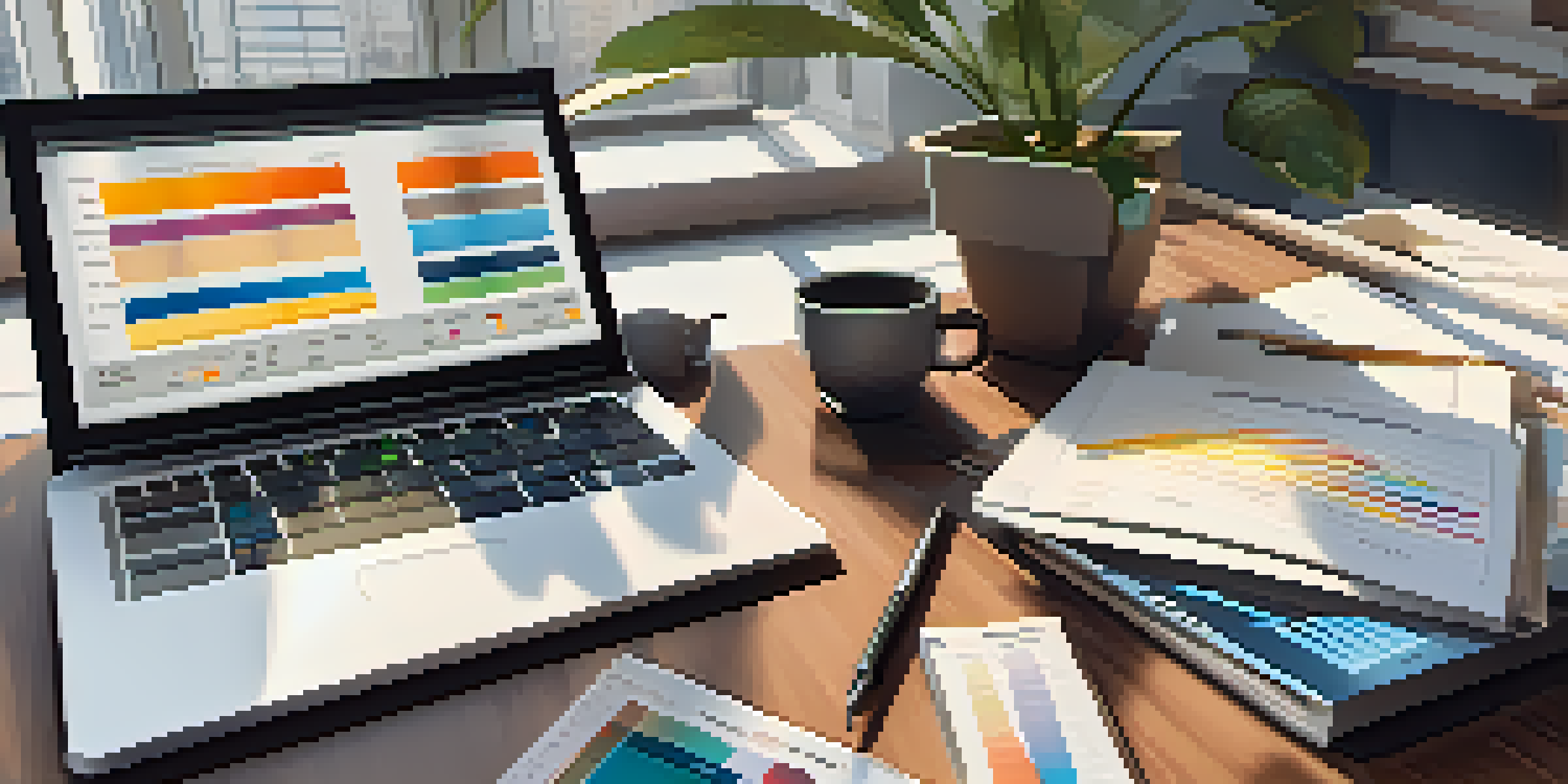 A financial planner's desk with charts and a calculator, illuminated by natural light.