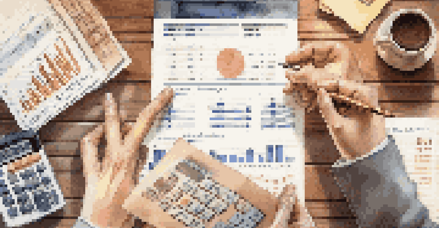 A close-up shot of hands working on retirement savings calculations with a calculator and documents.
