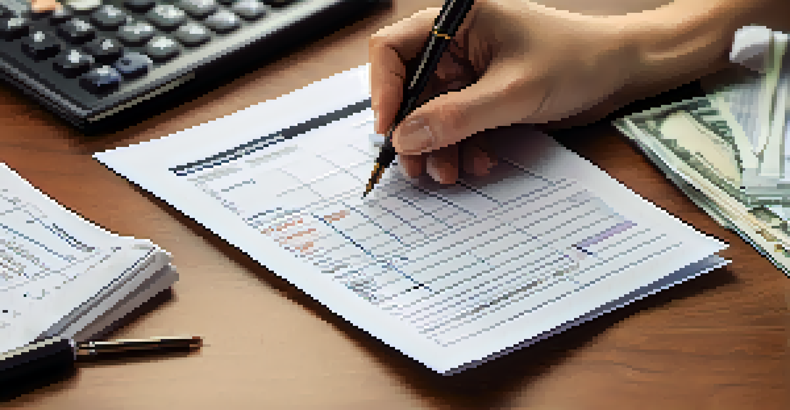 A hand holds a risk assessment questionnaire with blurred financial charts in the background.