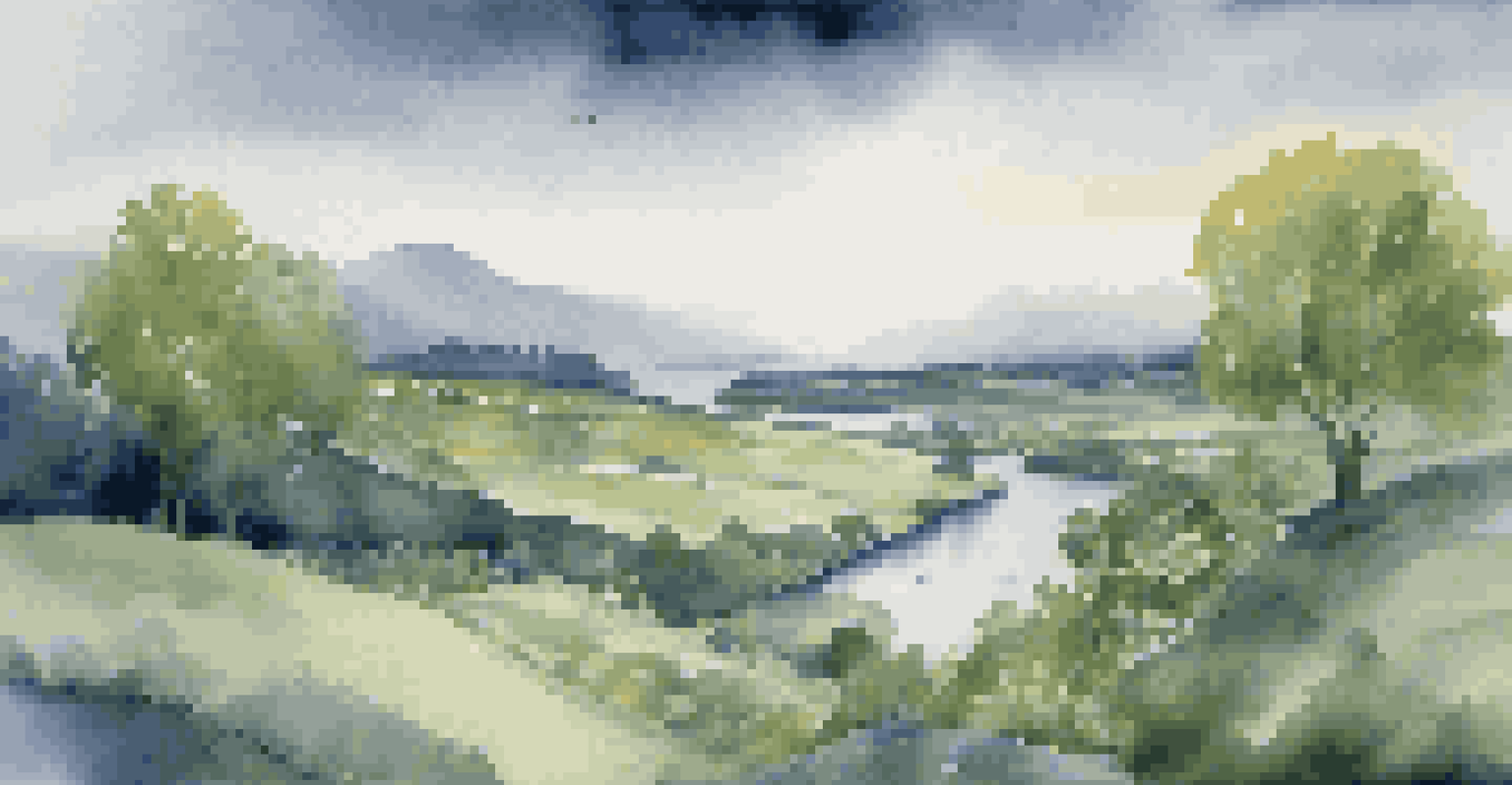 A landscape showing the contrast between a thriving marketplace and a stormy environment, representing economic conditions affecting private equity performance.