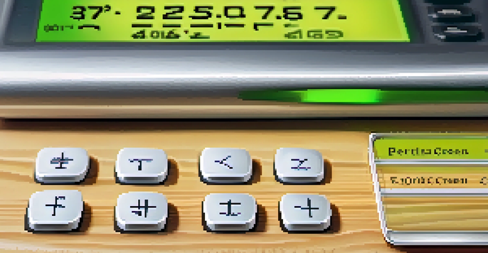 A credit score report on a wooden desk, with a calculator, coffee cup, and notepad, showing a high credit score in green.