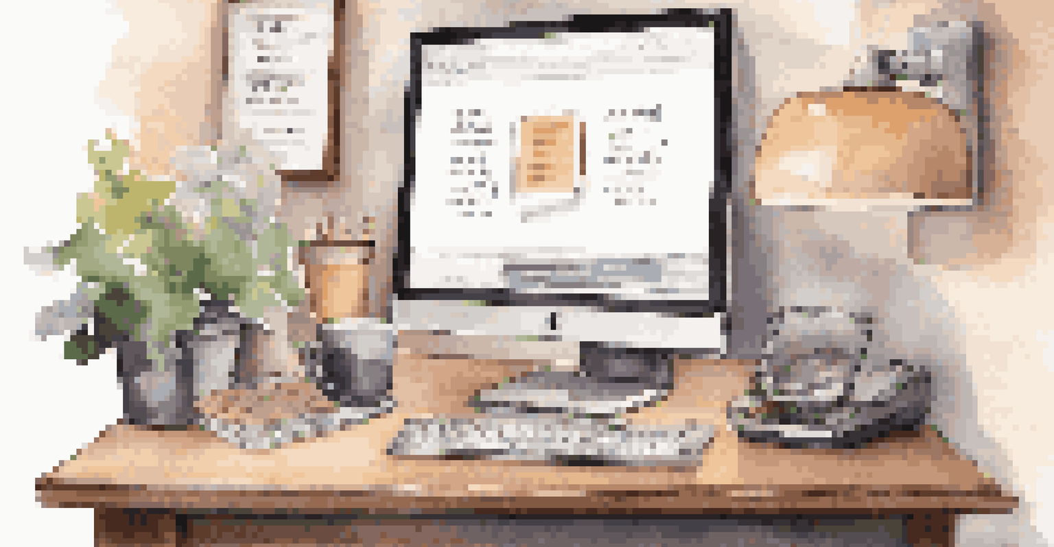 A cozy workspace with a computer and a motivational quote on the wall, emphasizing employee well-being.