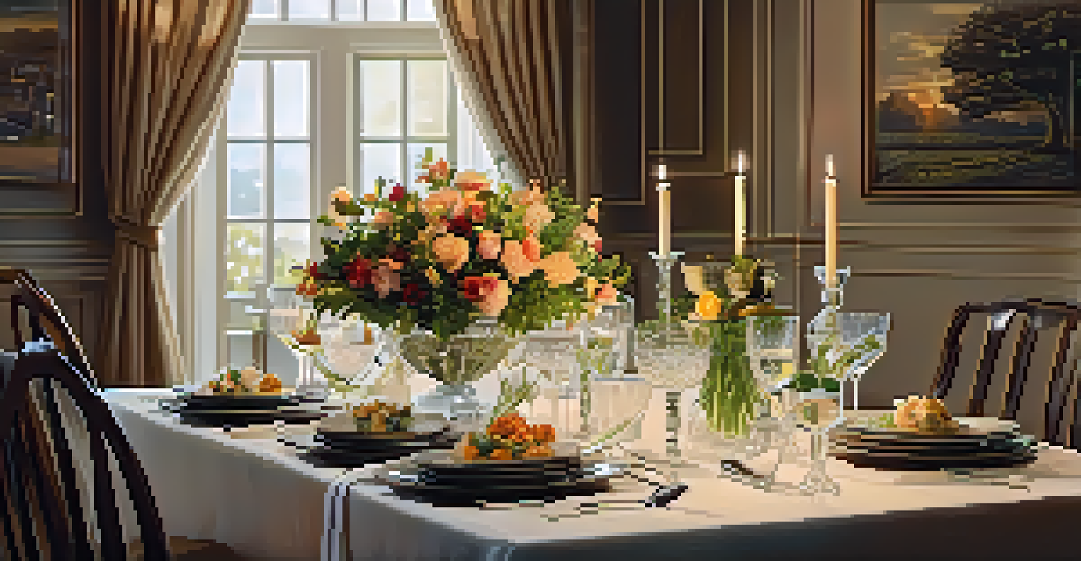 A beautifully arranged dining table with fresh flowers and candlelight for a family meal.