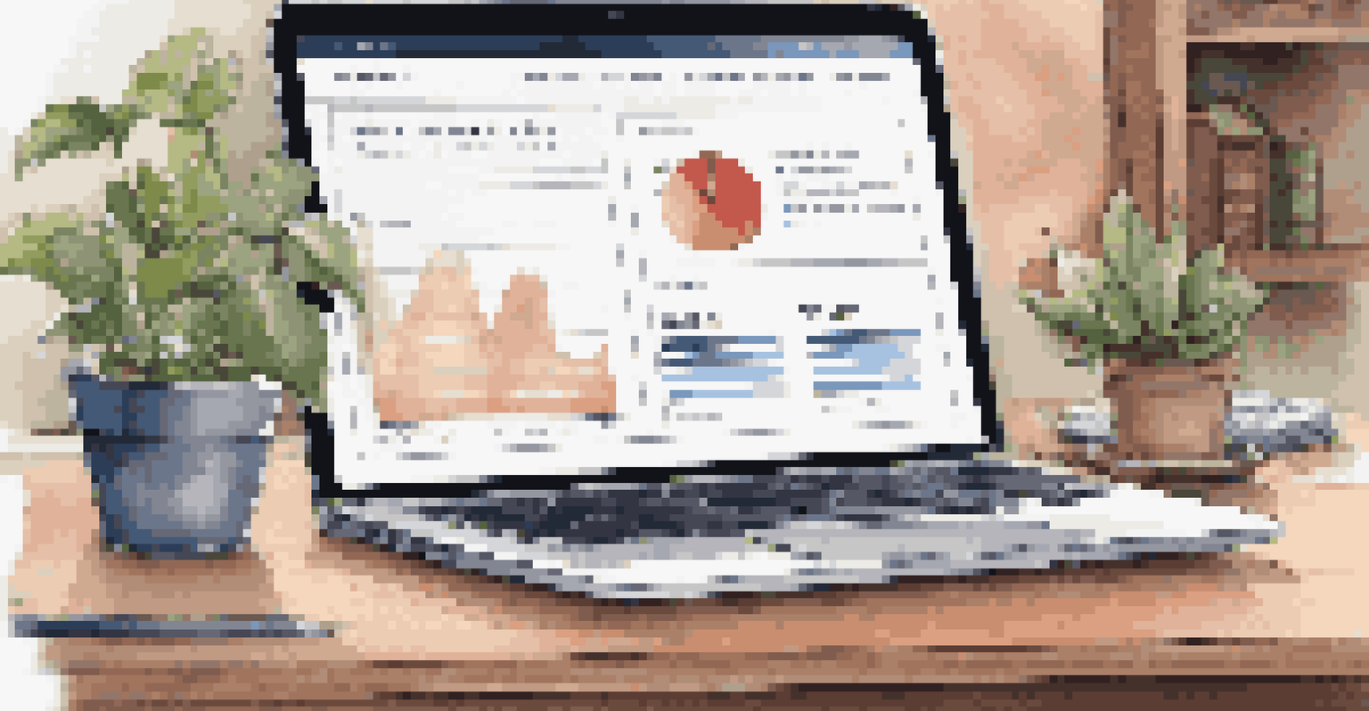 A laptop showing a high-yield savings account website on a desk with financial documents and a small plant, in a softly lit environment.