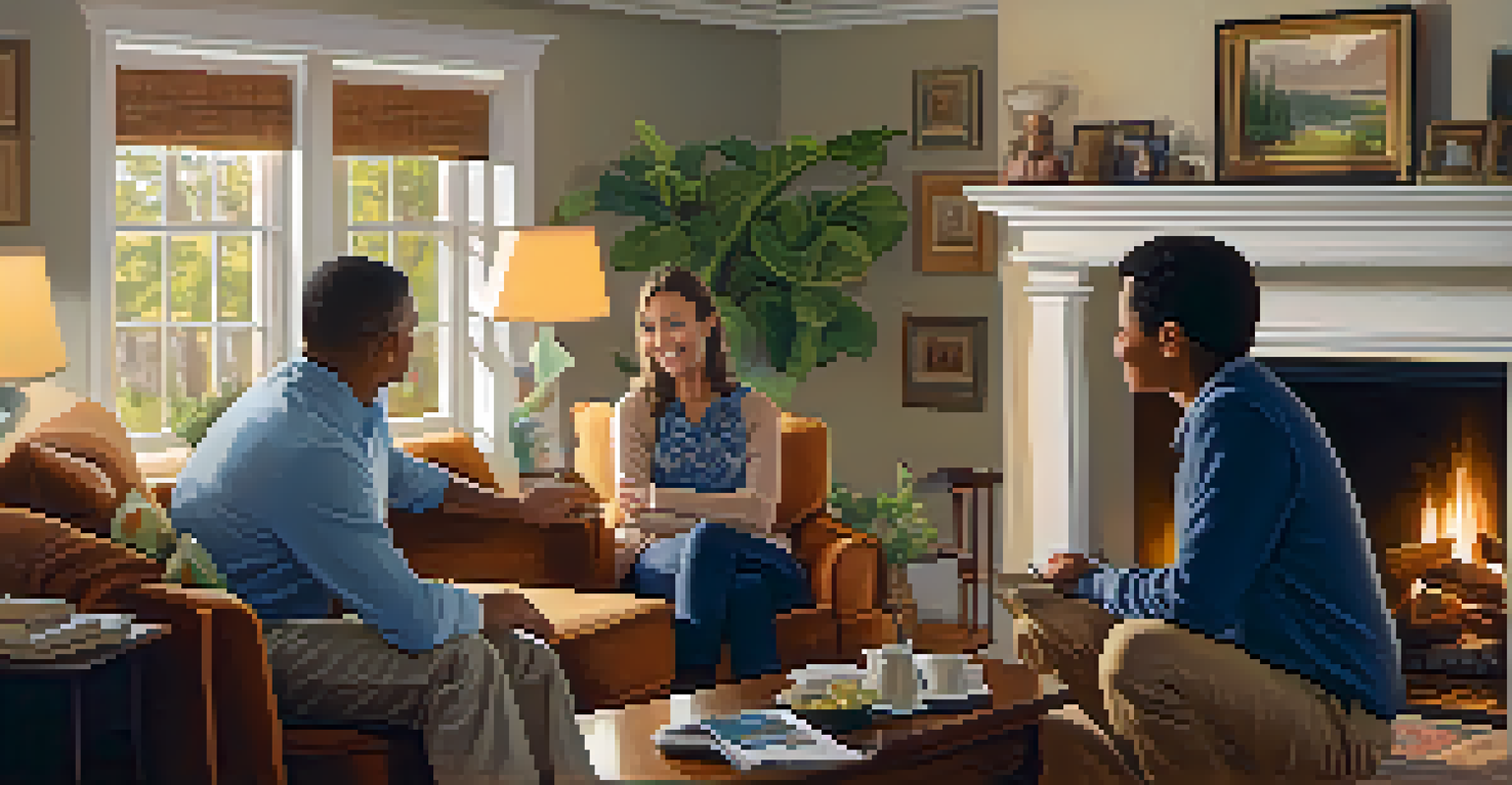 A family discussing estate planning in a cozy living room.