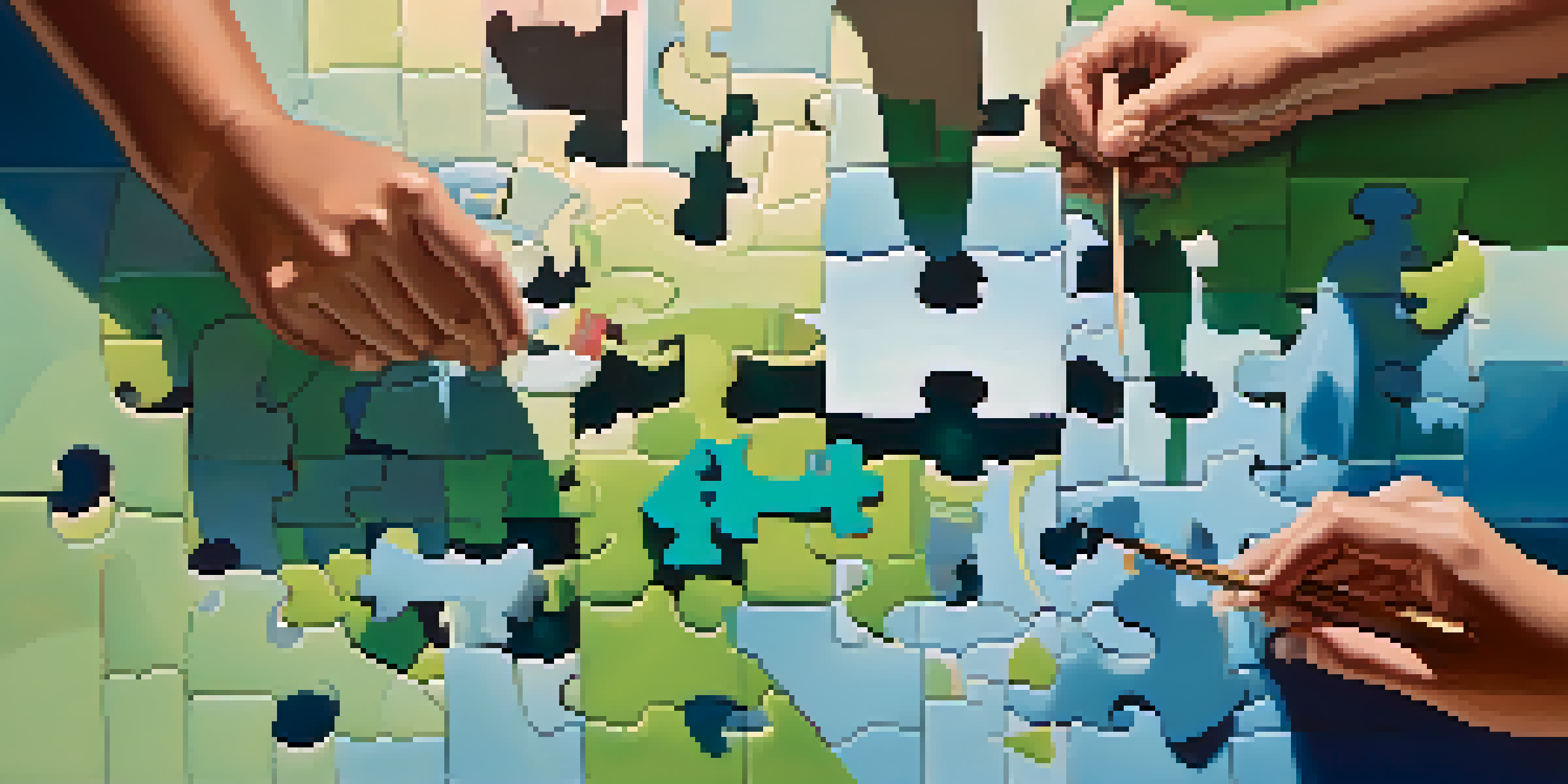 An abstract puzzle with pieces labeled for different aspects of due diligence, set against a gradient background.