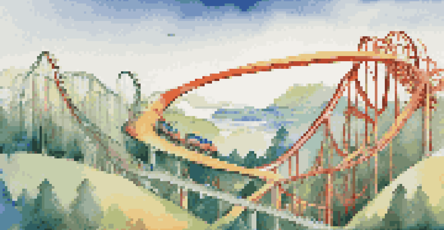 An infographic showing fixed interest rates as a calm landscape and variable rates as a roller coaster, with bright colors.