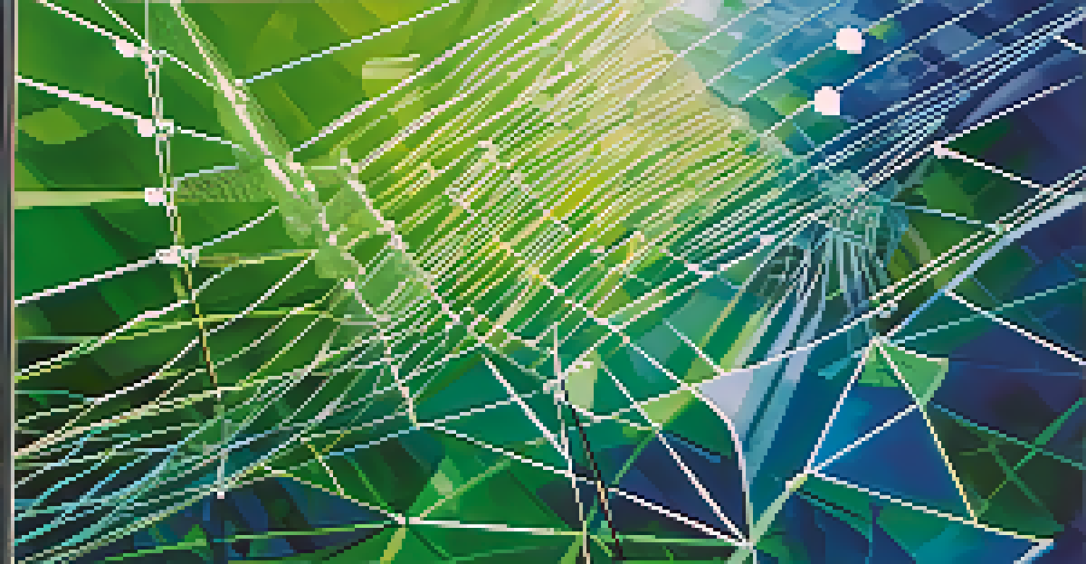 An abstract image illustrating risk management in finance with a safety net catching financial symbols.