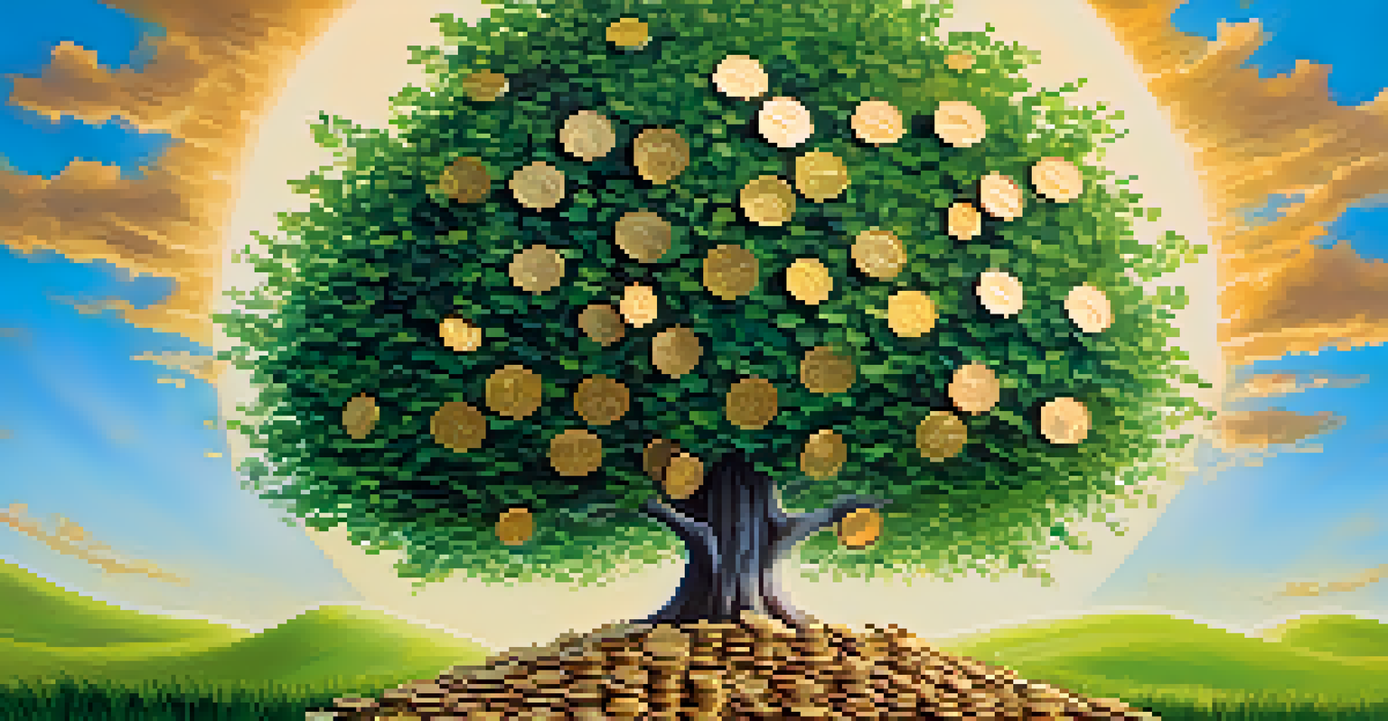 A tree with coins as leaves representing financial growth and savings.