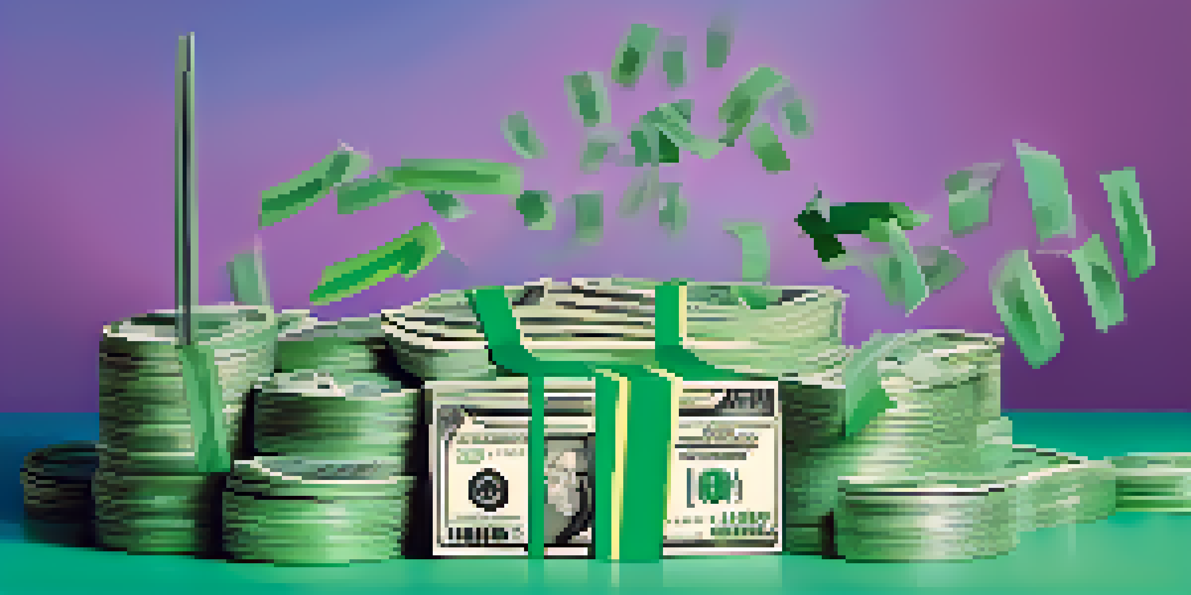An artistic depiction of a dollar sign being split into smaller segments, representing a stock split.